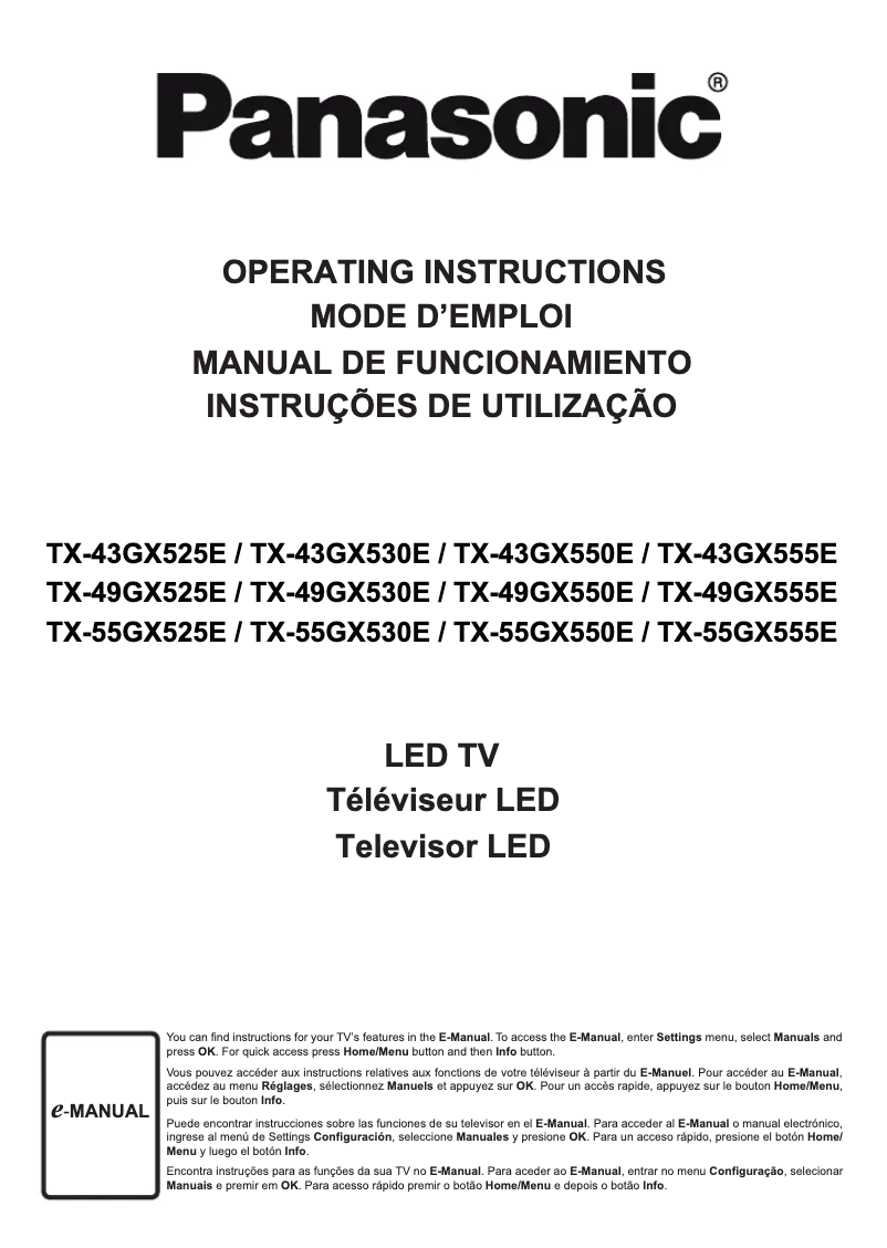 Imagen de la primera página del manual del dispositivo TX-55GX525E