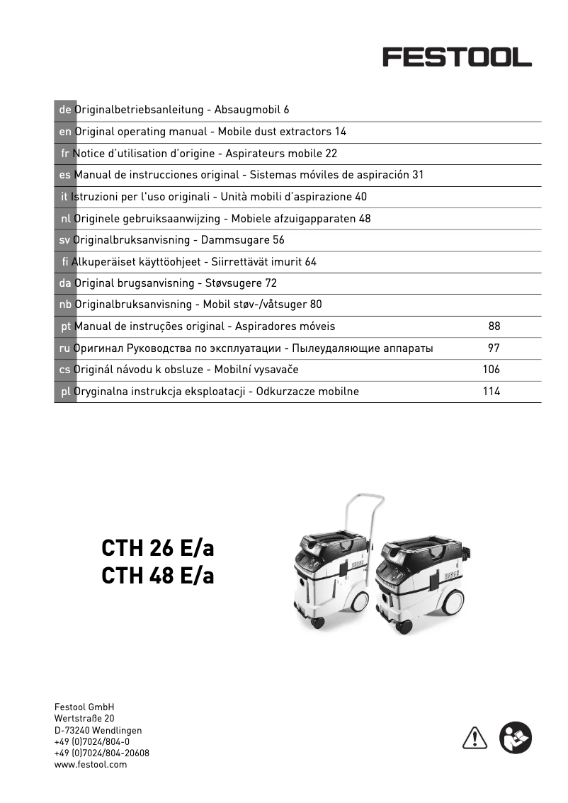 Image de la première page du manuel de l'appareil CTH 26 E/a