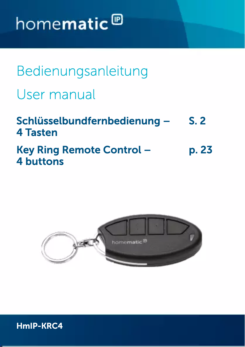 Page 1 de la notice Manuel utilisateur Homematic IP HmIP-KRC4