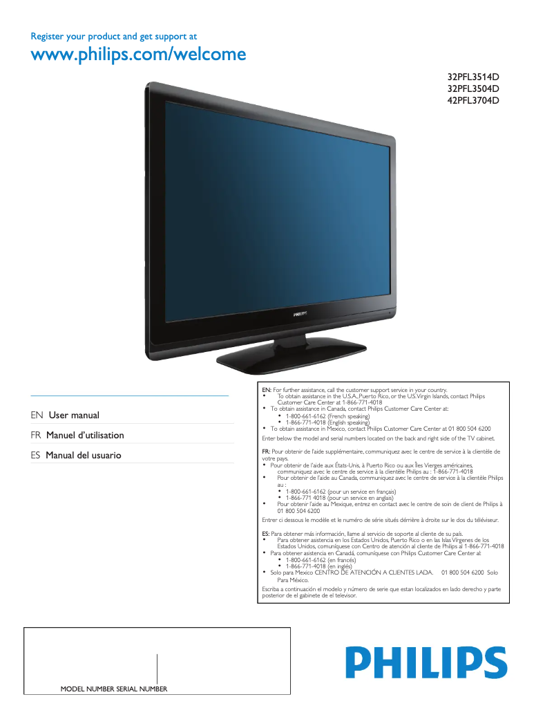 Image de la première page du manuel de l'appareil 42PFL3704D