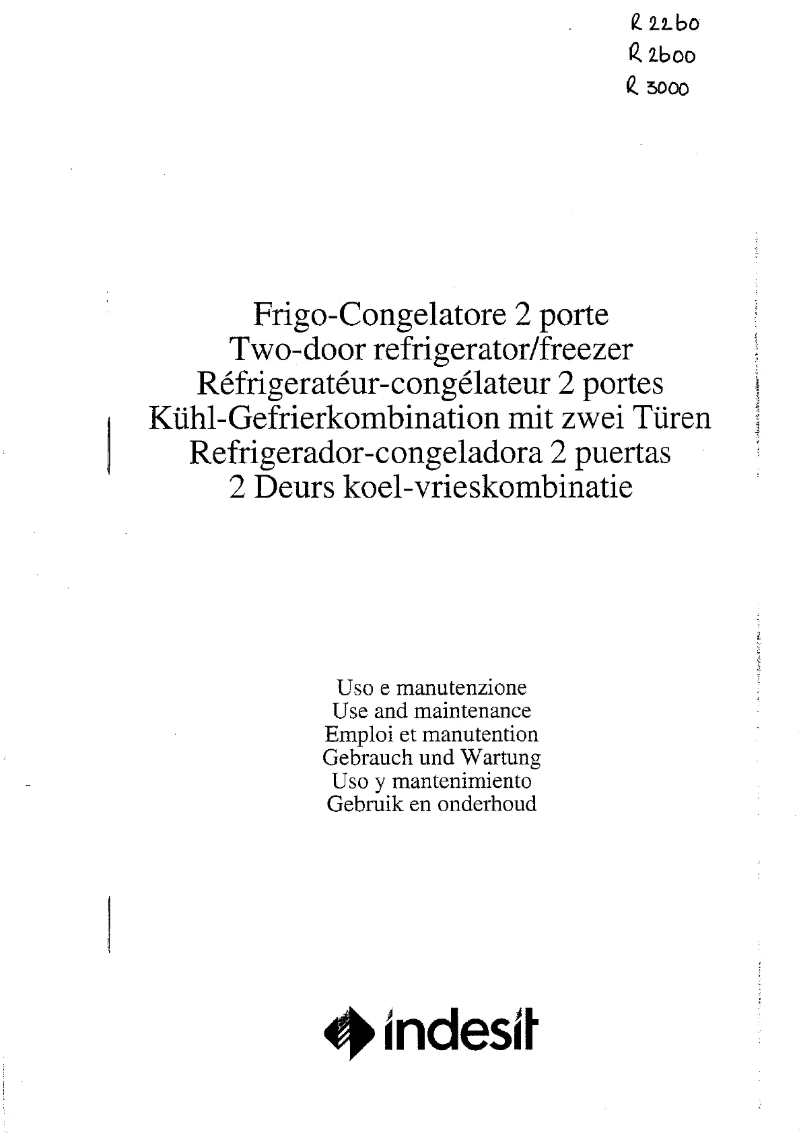 Page n°1 - Manuel utilisateur Indesit R 2600