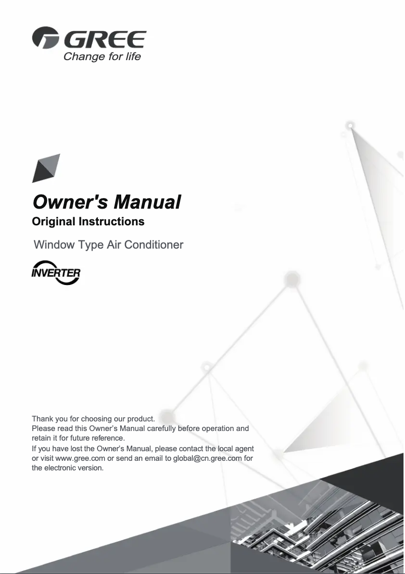 Page 1 de la notice Manuel utilisateur Gree GWF12CV