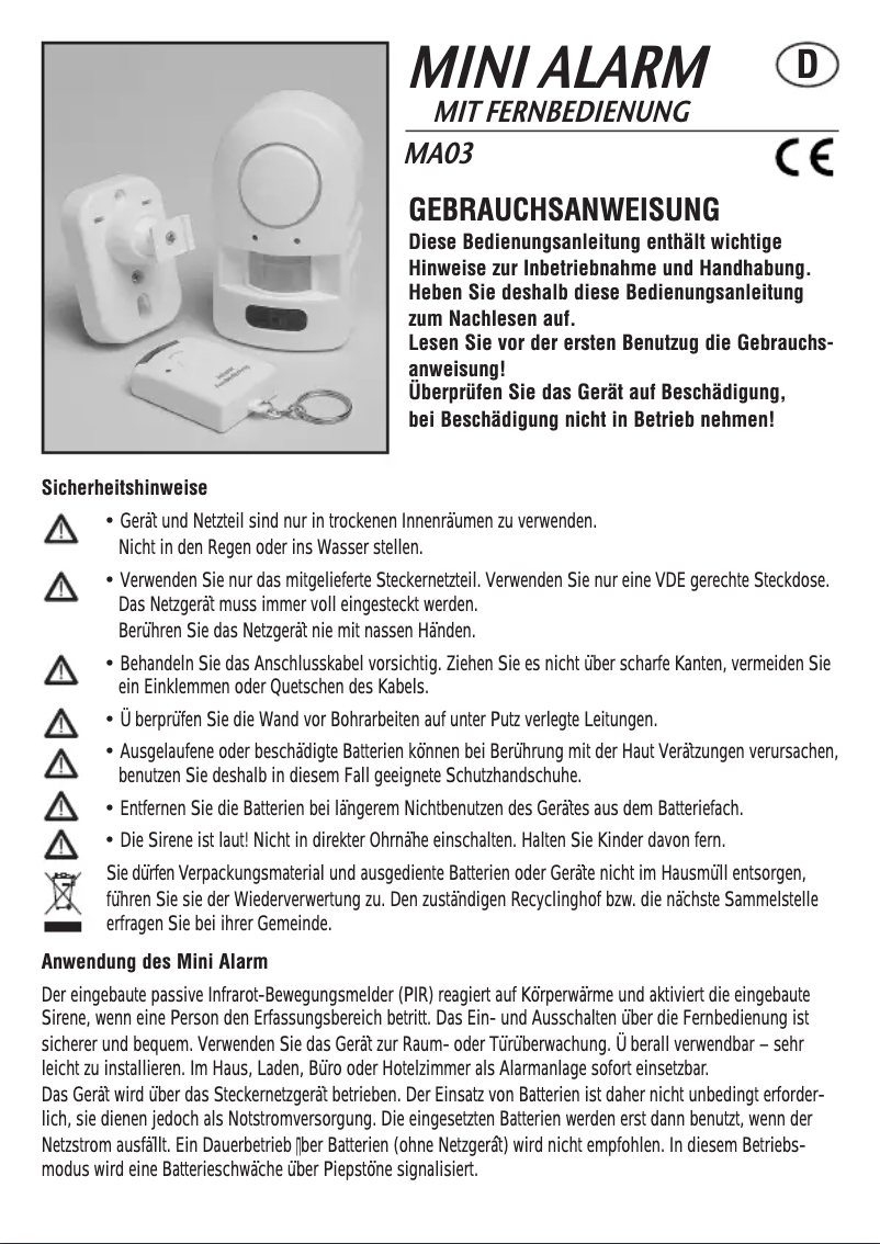 Page 1 de la notice Manuel utilisateur Pentatech MA03