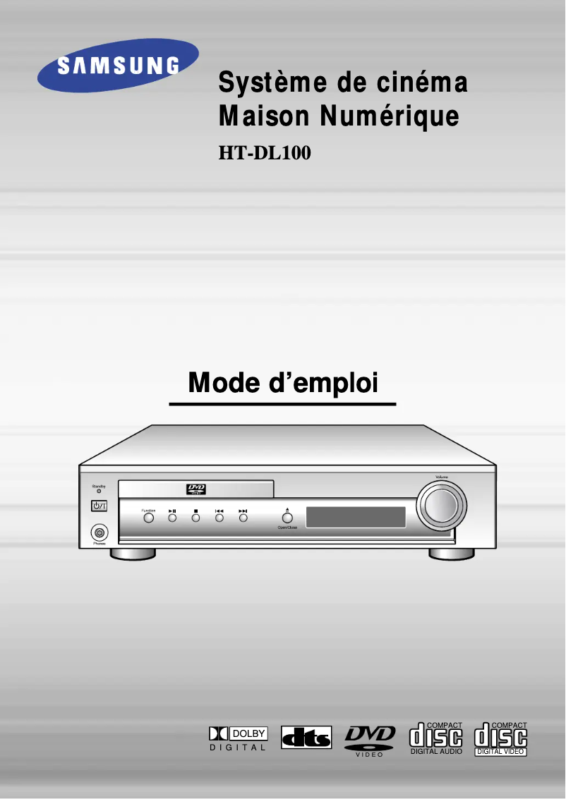 Page 1 de la notice Manuel utilisateur Samsung HT-DL100