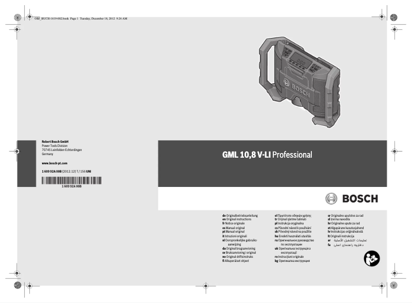 Image de la première page du manuel de l'appareil GML 10,8 V-LI Professional