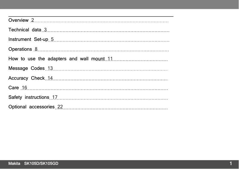 Page n°1 - Manuel utilisateur Makita SK105GD