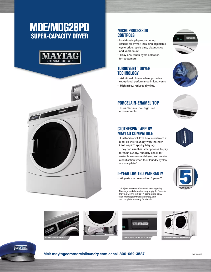 Page n°1 - Fiche technique Maytag MDE28PDCYW