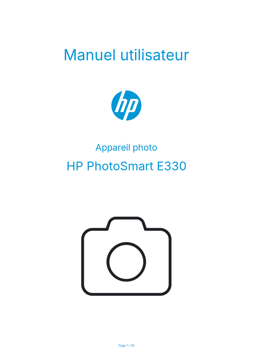 Image de la première page du manuel de l'appareil PhotoSmart E330