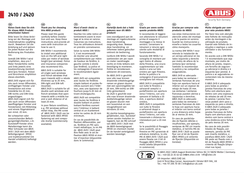 Page n°1 - Manuel utilisateur Abus 2420