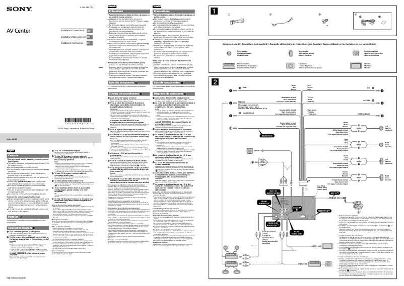 Page 1 de la notice Guide d'installation Sony XAV-68BT