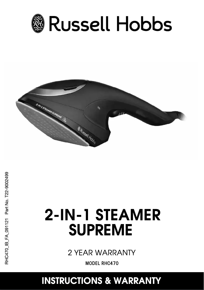 Page 1 of the manual User Manual Russell Hobbs 2-In-1 Steamer Supreme RHC470