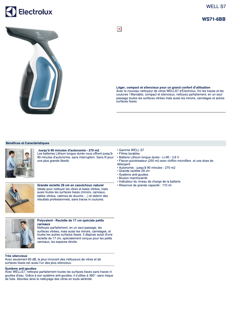 Page n°1 - Fiche technique Electrolux WELL S7 WS71-6BB