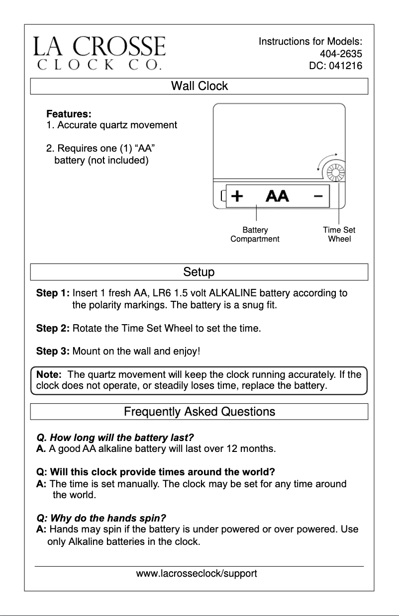 Page n°1 - Manuel utilisateur La Crosse Technology 404-2625S
