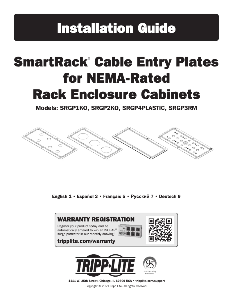 Page n°1 - Manuel utilisateur Tripp Lite SRGP4PLASTIC