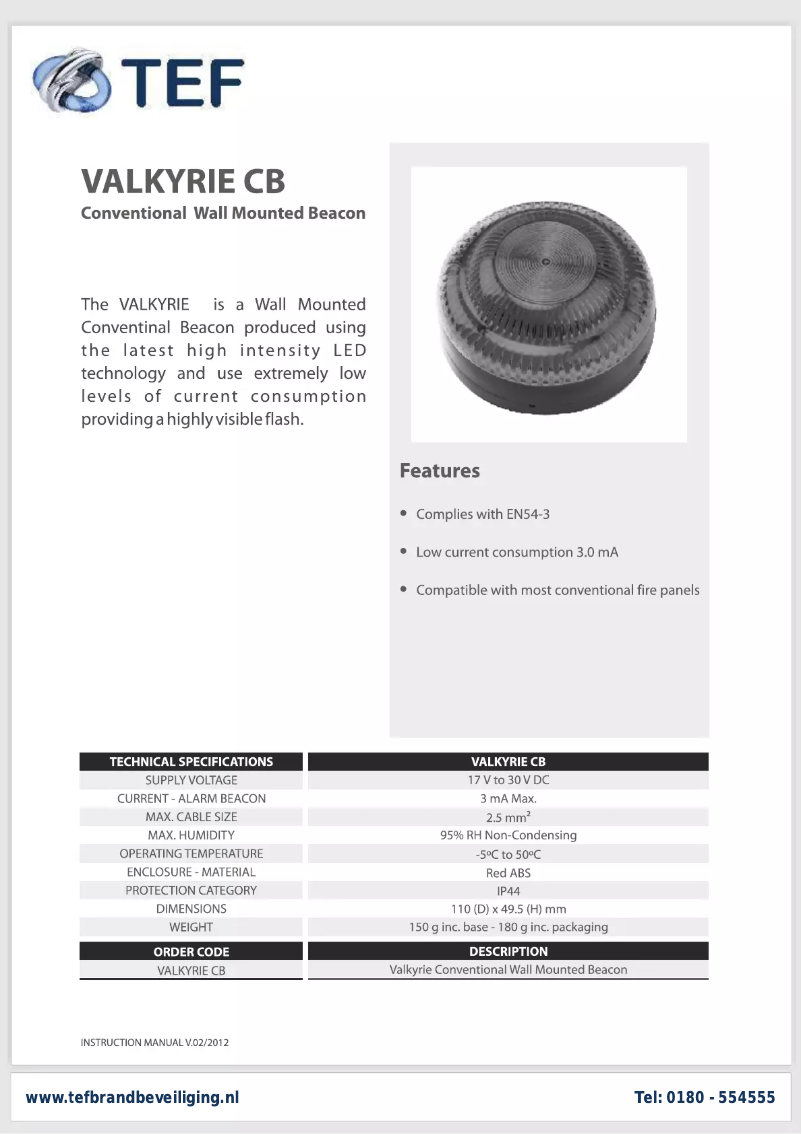 Image de la première page du manuel de l'appareil Valkyrie CB