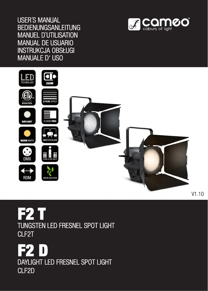 Page 1 de la notice Manuel utilisateur Cameo F2 T