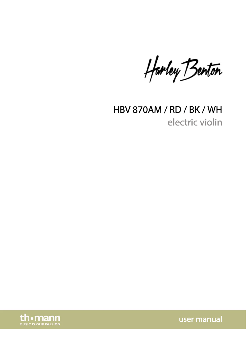 Page n°1 - Manuel utilisateur Harley Benton HBV 870BK