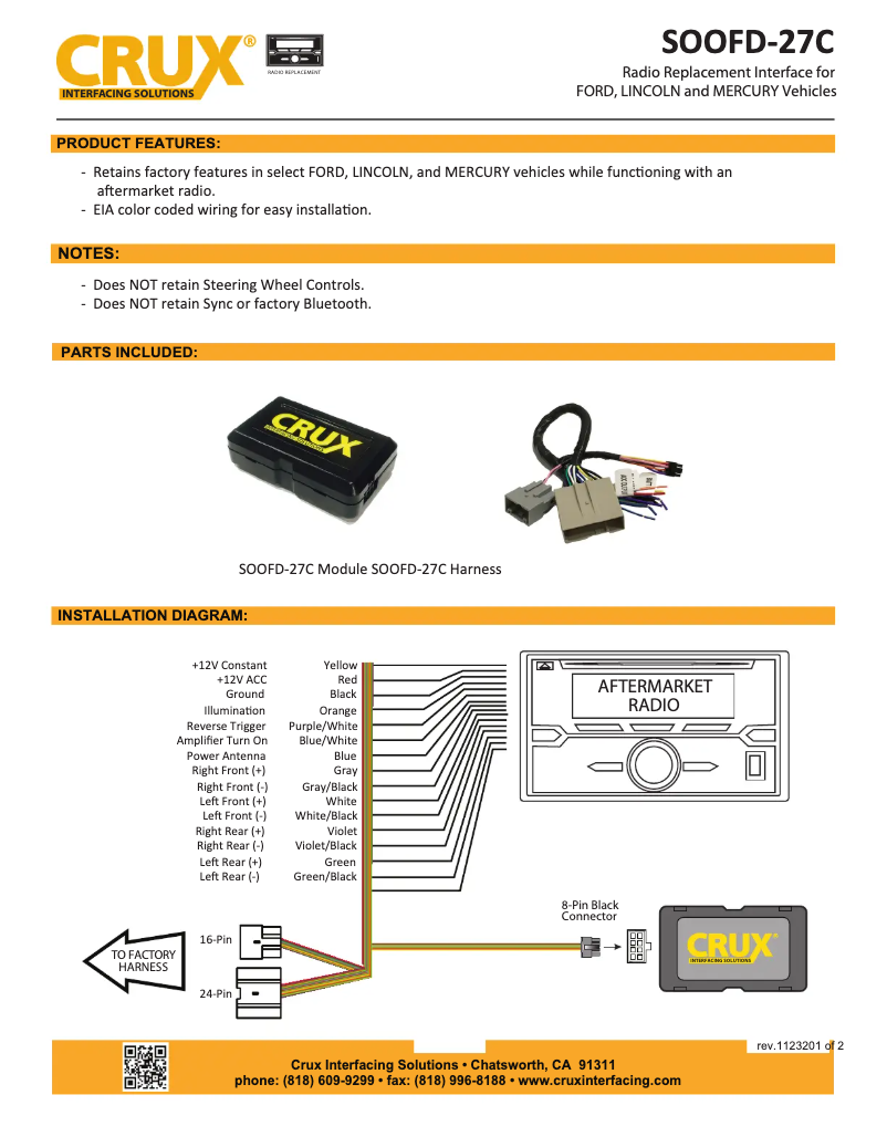 Page 1 de la notice Manuel utilisateur CRUX SOOFD-27C