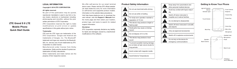 Page 1 de la notice Manuel utilisateur ZTE Grand S II