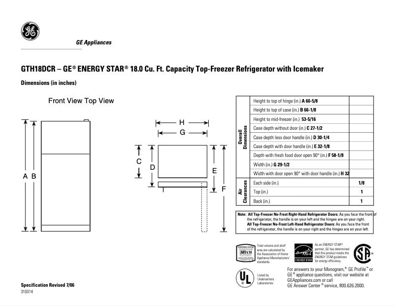 Image de la première page du manuel de l'appareil GTH18DCRLCC