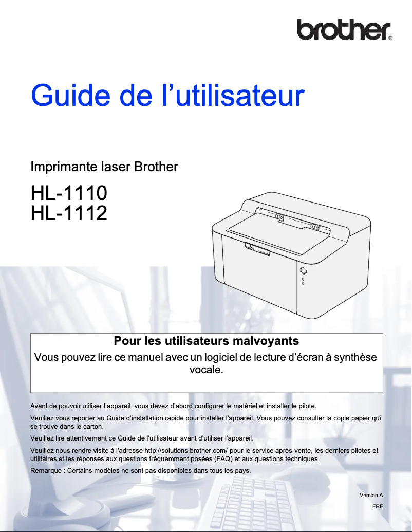 Page 1 de la notice Manuel utilisateur Brother HL-1112