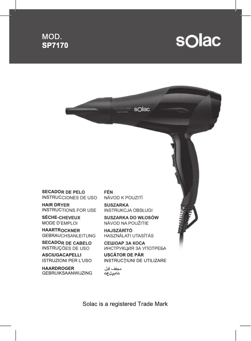 Page n°1 - Manuel utilisateur Solac Expert 2600 Tourmaline SP7170