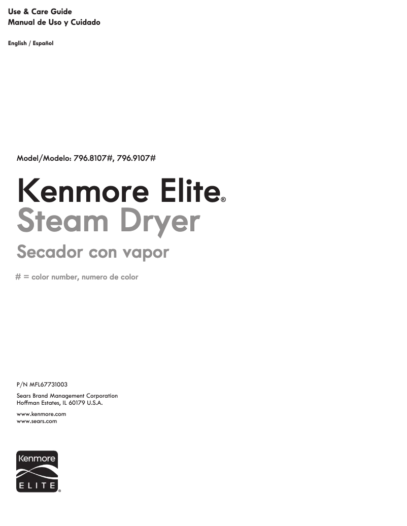 Page 1 de la notice Manuel utilisateur Kenmore 796.81073 Elite
