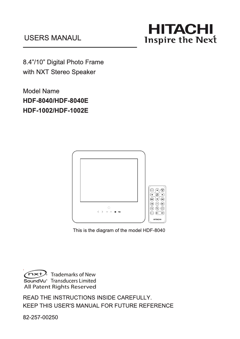 Page 1 de la notice Manuel utilisateur Hitachi HDF-1002E