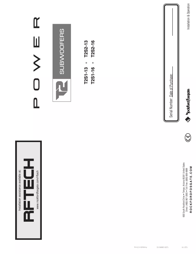 Page n°1 - Manuel utilisateur Rockford Fosgate Power T2S1-16