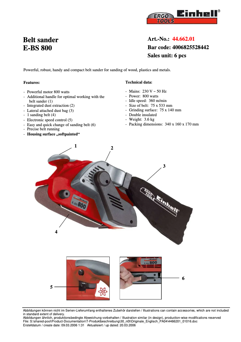 Image de la première page du manuel de l'appareil E-BS 800