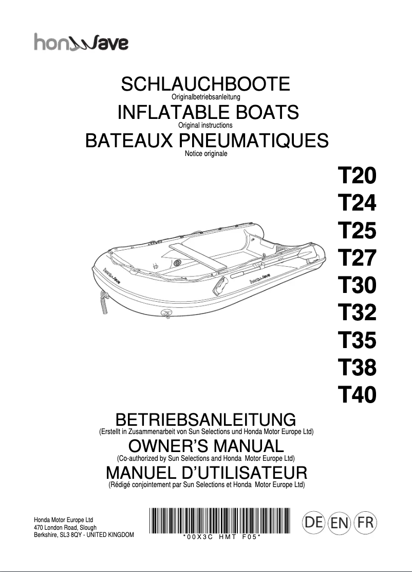 Page 1 de la notice Manuel utilisateur Honda T38