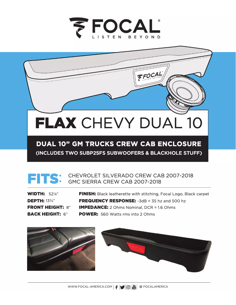 Page 1 de la notice Manuel utilisateur Focal FLAX Chevy Dual 10