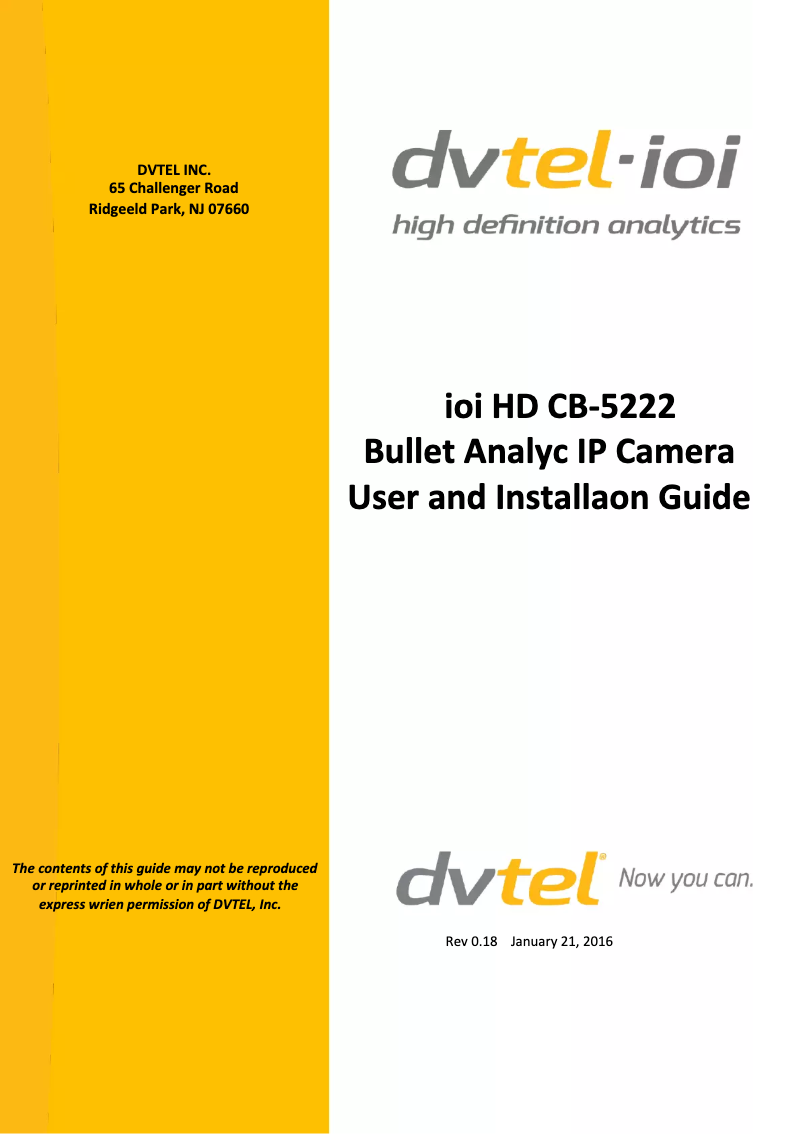 Page 1 de la notice Manuel utilisateur FLIR IOI CB-5222