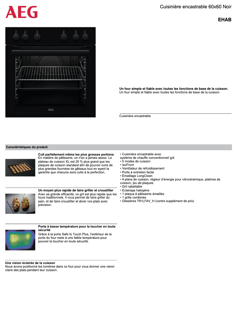 Página 1 del manual Ficha técnica AEG EHAB