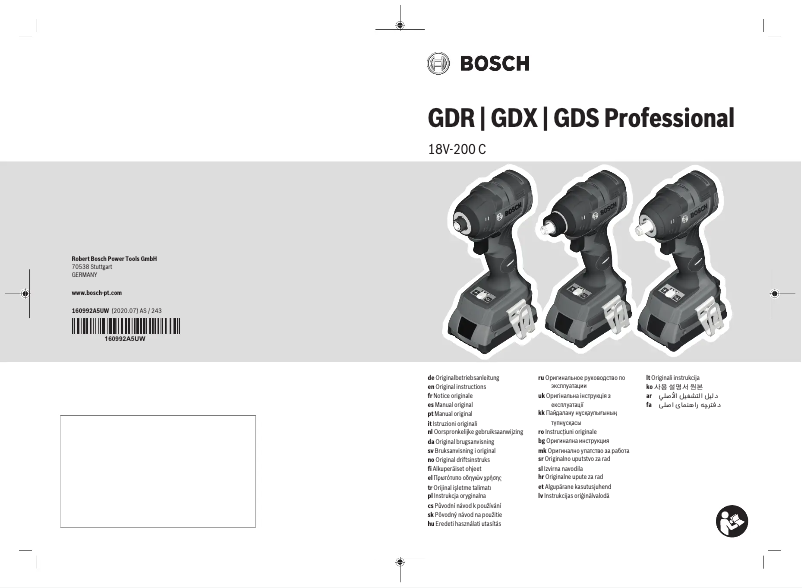 Page n°1 - Manuel utilisateur Bosch GDR 18V-200 C Professional