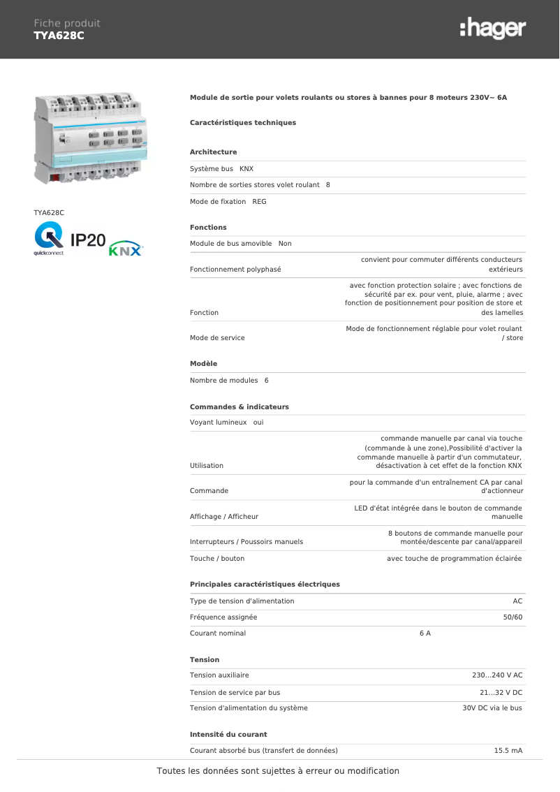 Image de la première page du manuel de l'appareil TYA628C