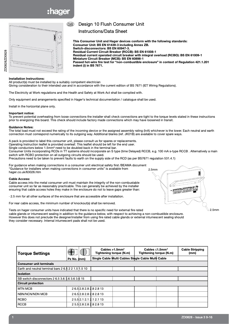 Page 1 de la notice Manuel utilisateur Hager VMLF114