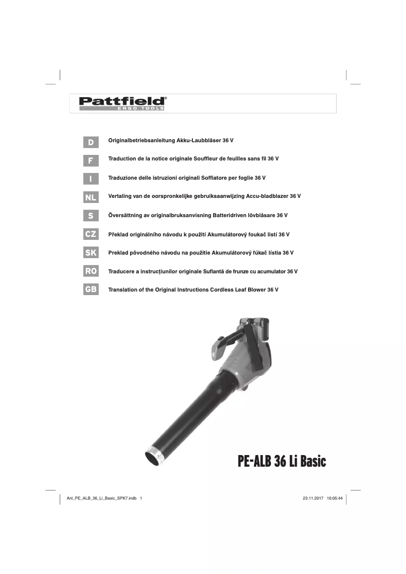 Image de la première page du manuel de l'appareil PE-ALB 36 Li Basic