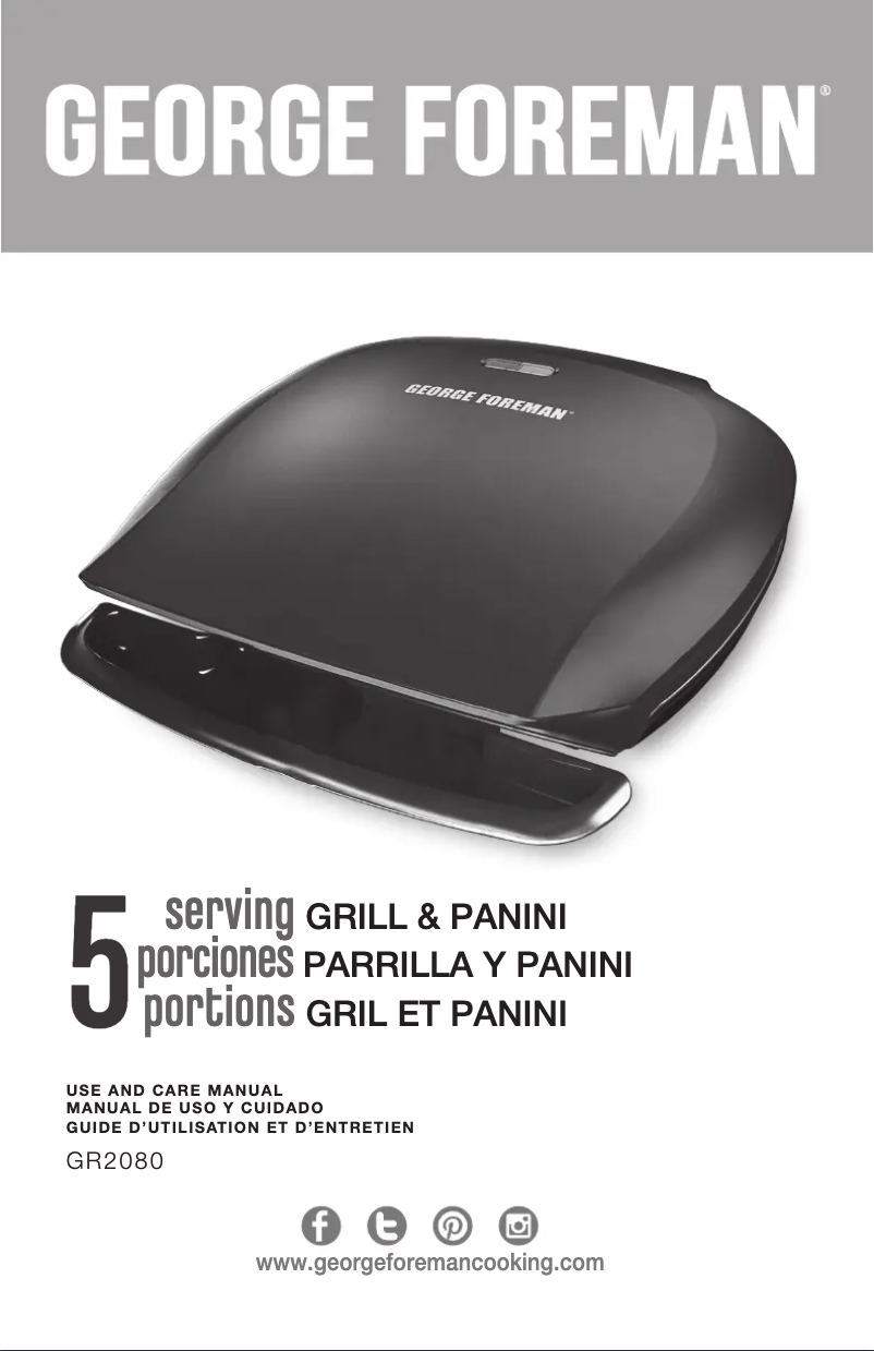 Página 1 del manual Manual de usuario George Foreman Tough GR2080BCB