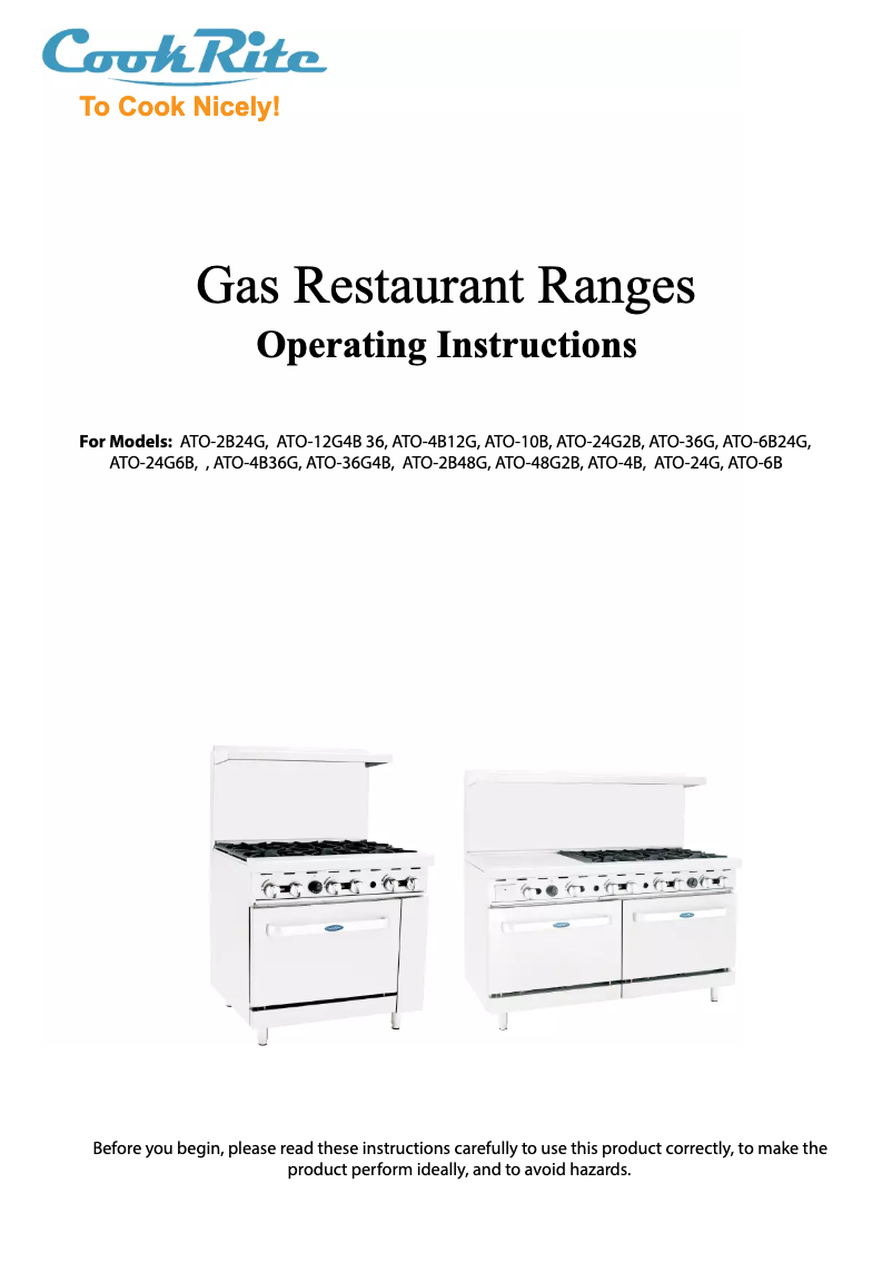 Página 1 del manual Manual de usuario Atosa CookRite ATO-6B