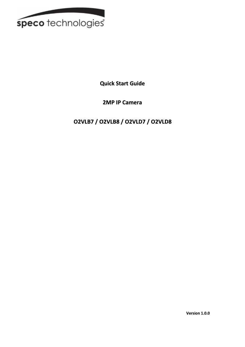 Page 1 de la notice Guide de démarrage rapide Speco Technologies O2VLD8