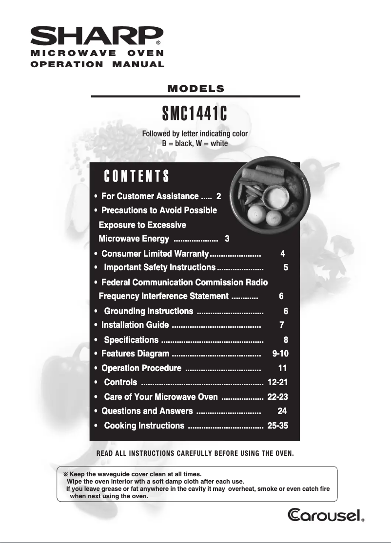 Page 1 de la notice Manuel utilisateur Sharp SMC1441CB