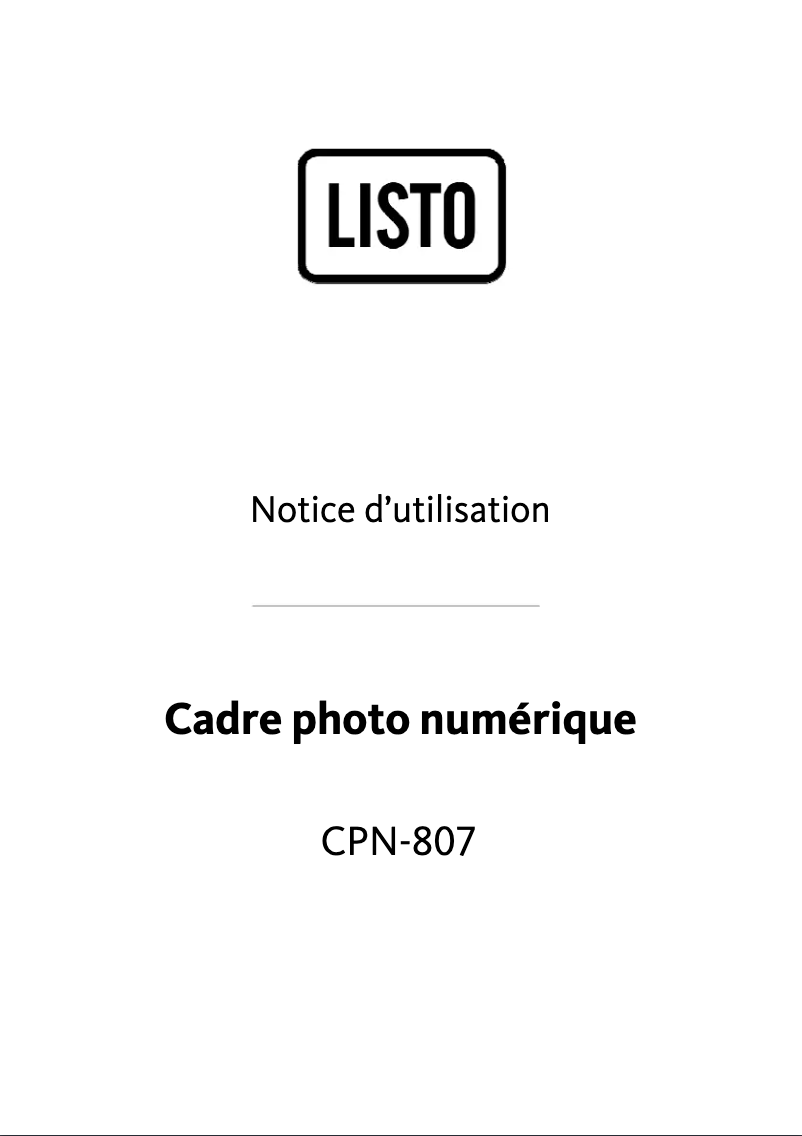 Page 1 de la notice Manuel utilisateur Listo CPN-807