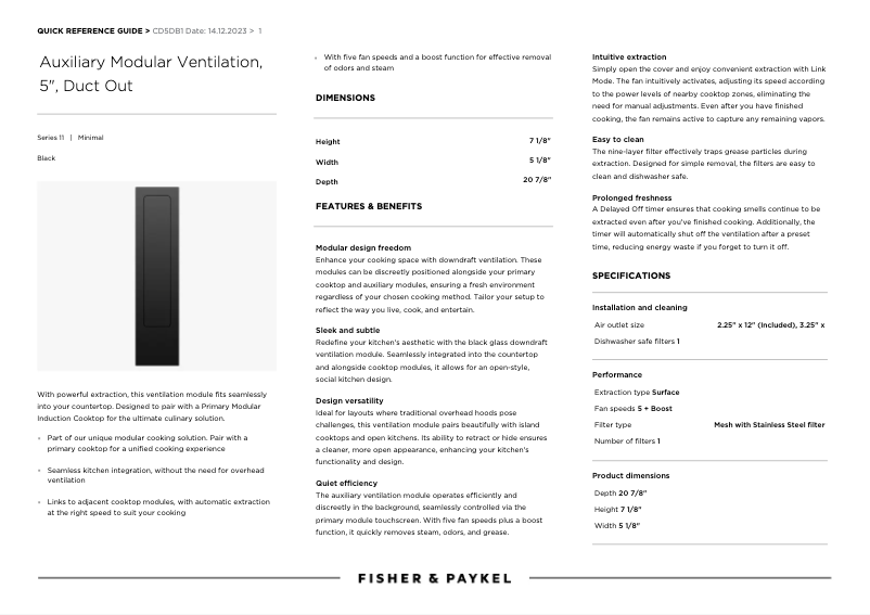 Page n°1 - Manuel utilisateur Fisher & Paykel CD5DB1