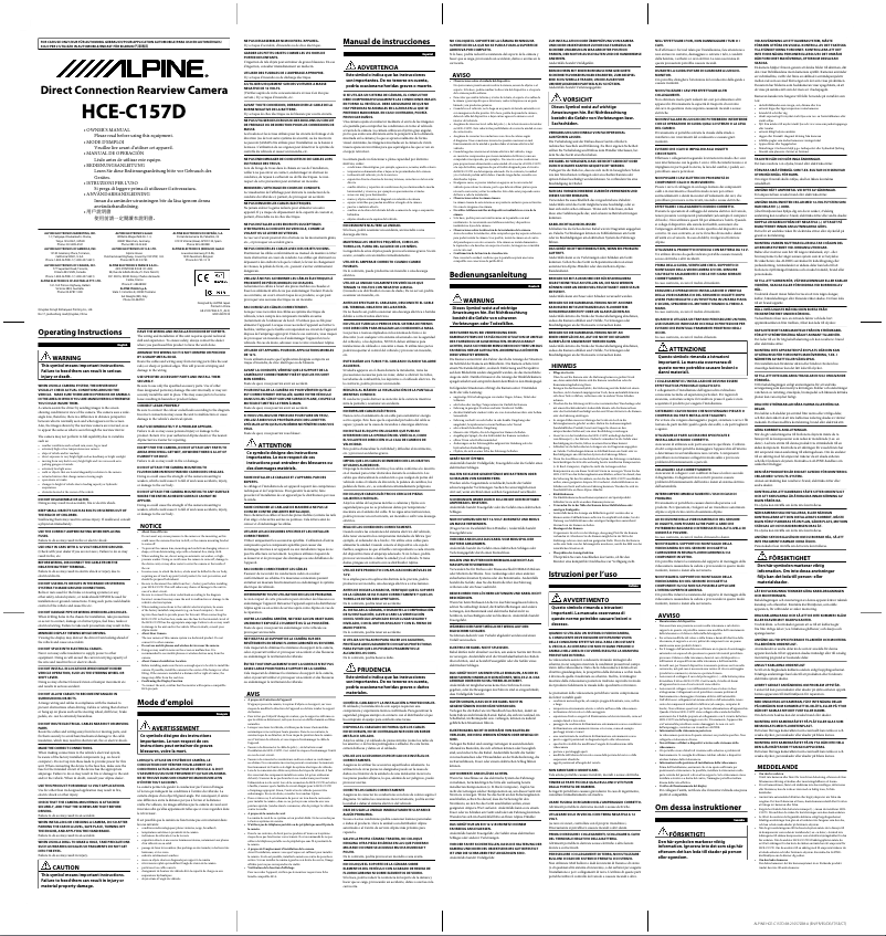 Page 1 de la notice Manuel utilisateur Alpine HCE-C157D