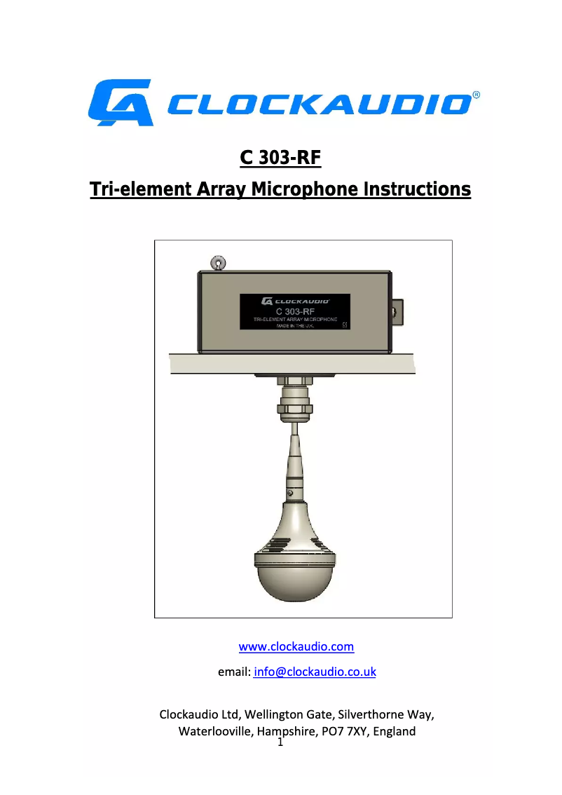 Page 1 de la notice Manuel utilisateur Clockaudio C 303-RF