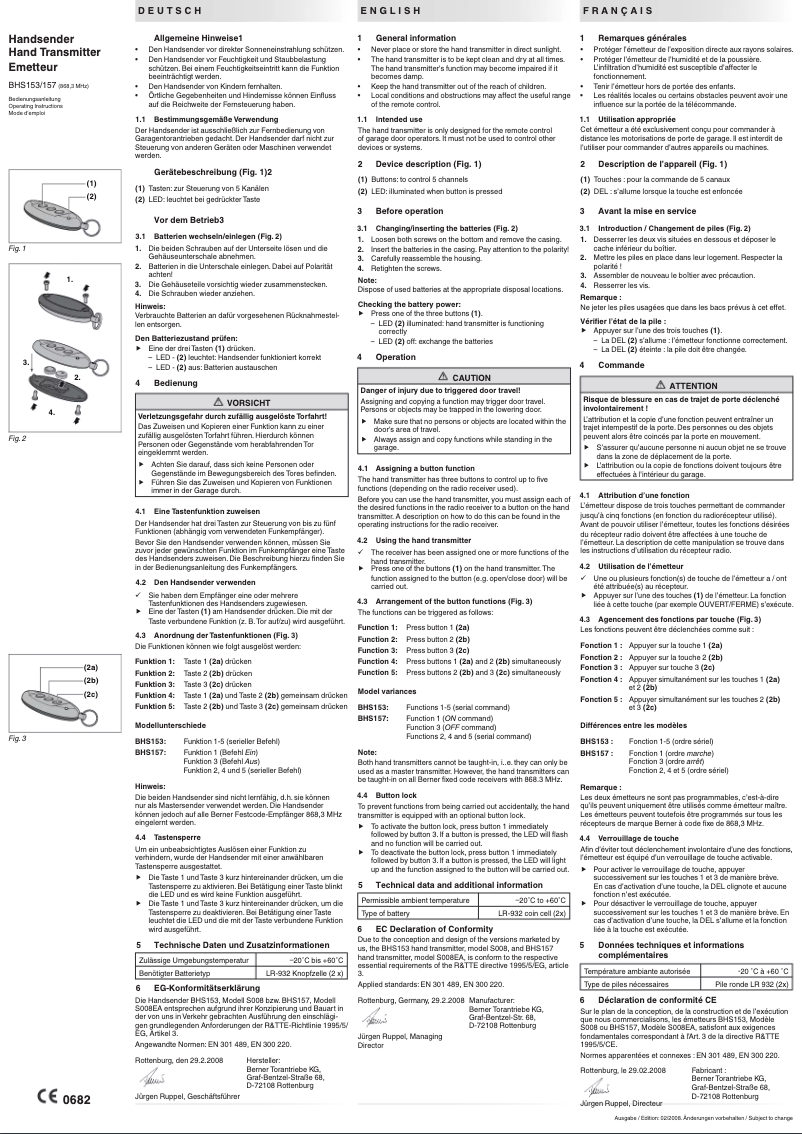 Page 1 de la notice Manuel utilisateur Berner BHS153