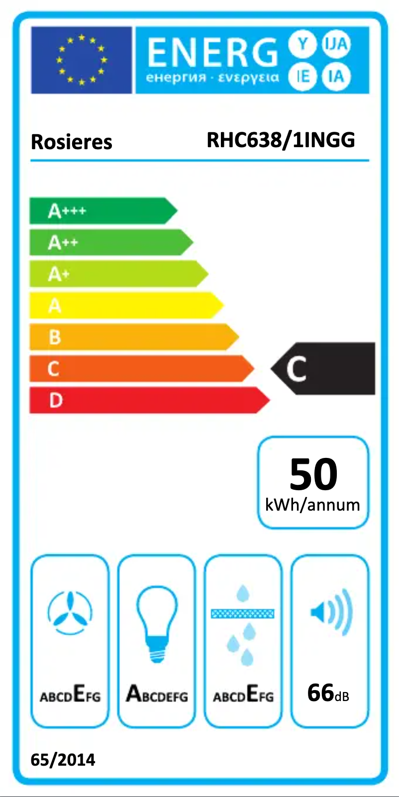 Page 1 de la notice Label énergétique Rosieres RHC638/1INGG