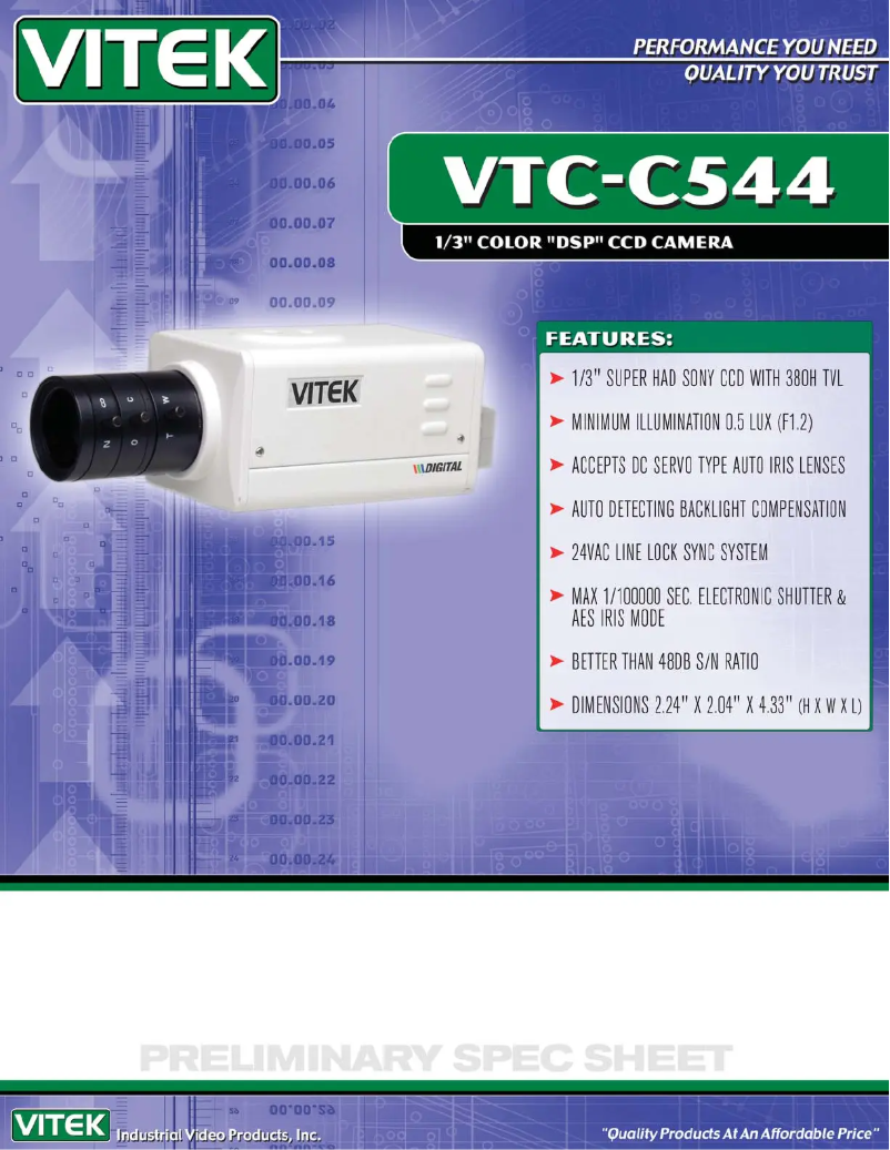 Page 1 de la notice Manuel utilisateur Vitek VTC-C544