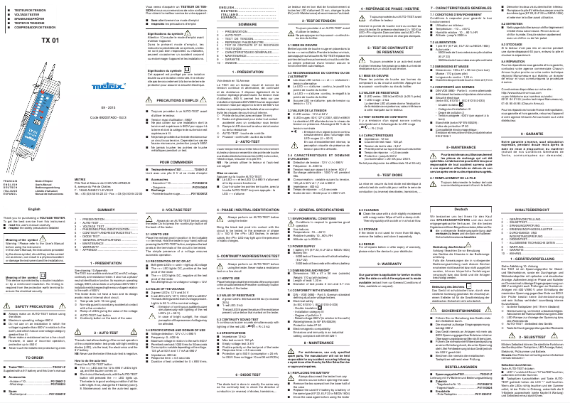 Image de la première page du manuel de l'appareil TX 01